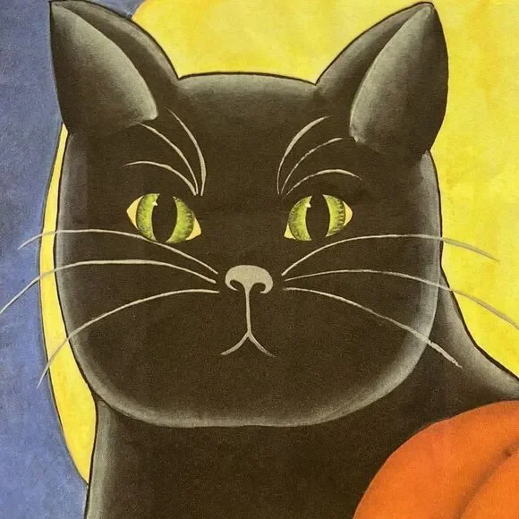 Halloween Night Large Flag with Cat, Jack O’ Lantern, Pumpkin, Leaves and Gourds - Picture 9 of 12